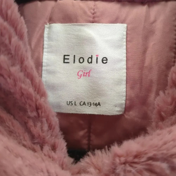 Elodie Girl Soft Faux Fur Coat Pink with Hood Size  Large - Picture 4 of 14